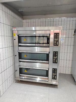 Modułowy piec piekarniczy 40X60cm 3-pokładowy 9-tacowy piekarnik gazowy z kamieniem parowym do pieczenia pizzy